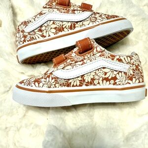 Vans Kids Floral Sneakers - Brown and White